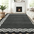 thumbnail image 2 of Hasoo Washable Living Room Area Rug 8x10 Large Modern Scalloped Border Soft Stain Resistant Indoor Black Carpet, 2 of 5
