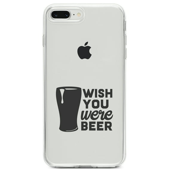 DistinctInk Clear Shockproof Hybrid Case for iPhone 7 PLUS / 8 PLUS (5.5" Screen) TPU Bumper Acrylic Back Tempered Glass Screen Protector - Wish You Were BEER