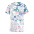 thumbnail image 3 of EGNMCR Scrub for Women Fashion Casual Flower Printing Short Sleeve V Neck Pocket Nurse Uniform Workwear Blouse Tops Spring Summer Sale, 3 of 4