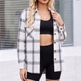thumbnail image 3 of Hsovts Women Multishade Tartan Buffalo Plaid Flannel Shirt, Button Up Long Sleeve Chest Pocket Loose Fit Vintage Casual Soft Flannel Layering Tops for Multiple Occasions White L, 3 of 5