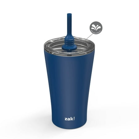 Zak Designs 20 oz. Travel Straw Tumbler Alfalfa Vacuum Insulated Stainless Steel with Silicone Straw and Splash-Proof Lid for Cold Drinks