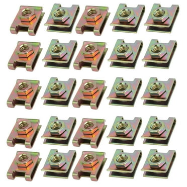 Unique Bargains Fit M6 Screw Speed Fastener U Nut Clip Zinc Plated Hardware Brass Tone 25pcs