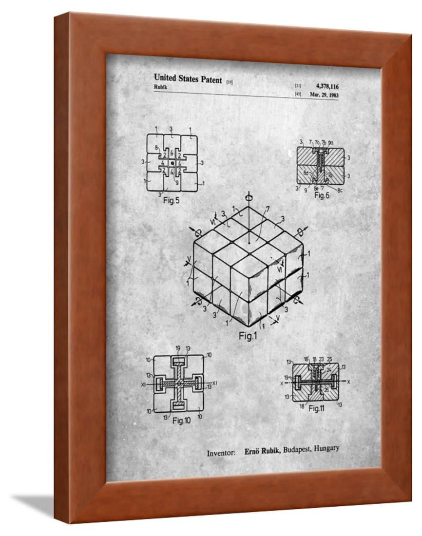 Rubik S Cube Patent Framed Print Wall Art By Cole Borders Com
