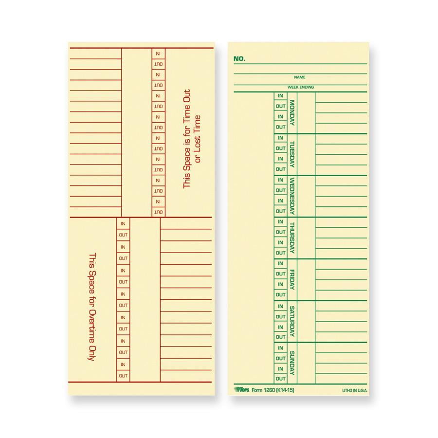 TOPS, TOP1260, 2-Sided Weekly Time Cards, 500 / Box, Manila TOPS, TOP1260, 2-Sided Weekly Time Cards, 500 / Box, Manila