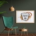 thumbnail image 2 of Coffee Wall Art with Frame, Outline Take Away Cup on Spilled Drink Watercolor Splashes, Printed Fabric Poster for Bathroom Living Room, 35" x 23", Brown Grey, by Ambesonne, 2 of 2