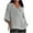 Grey, variant on Gray Young Adult Tops Summer Women's 7 Quarter Sleeve V Neck Solid Color Loose Top T Shirt Casual Shirt Plus Size Tops for Women