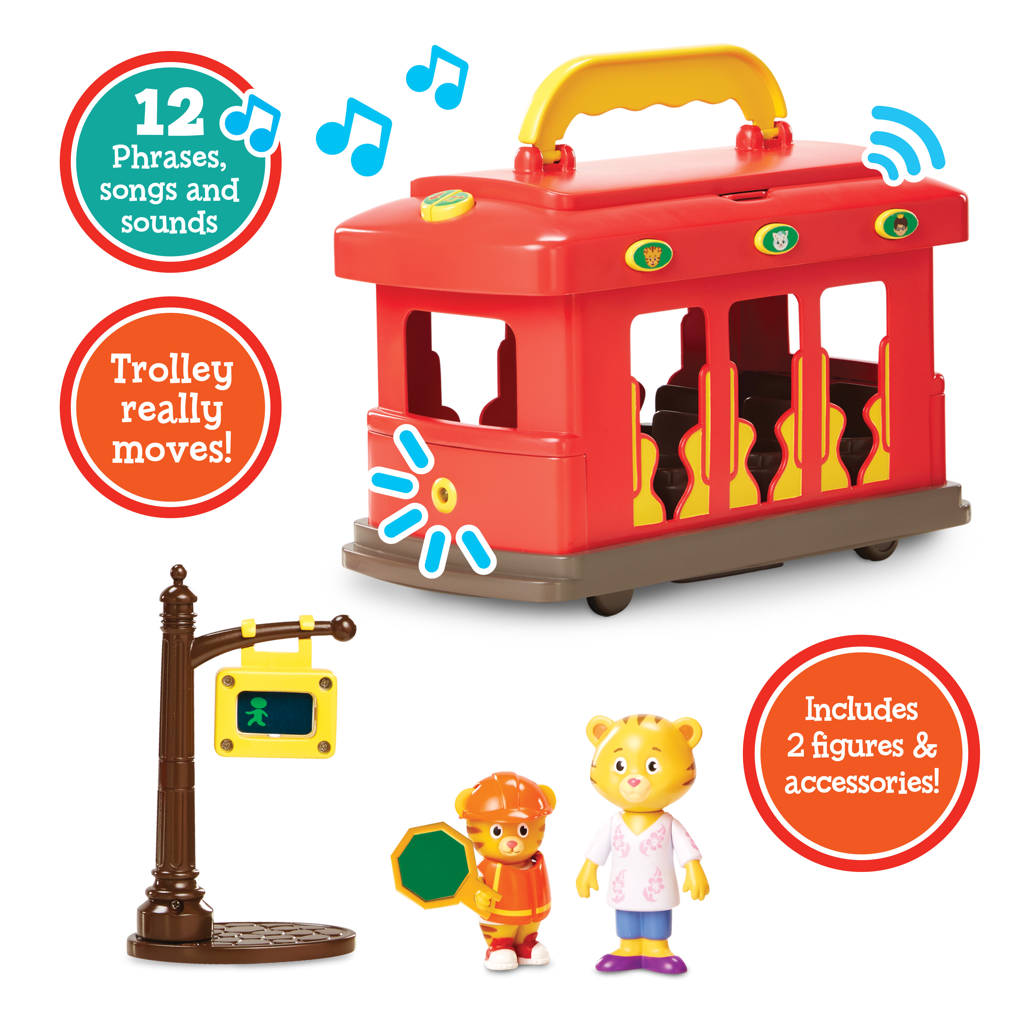 Daniel Tiger's Neighborhood-Deluxe Electronic Trolley Vehicle Car & Truck Play Vehicles' brand Daniel Tiger - image 4 of 8