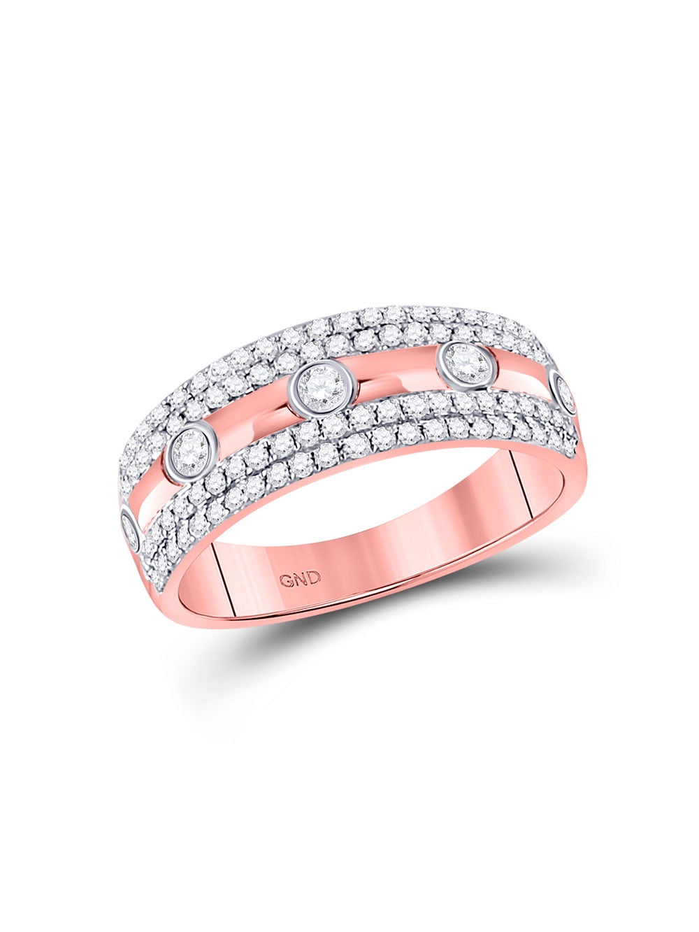 Diamond2Deal 10kt Rose Gold Womens Round Diamond Anniversary Ring 1/2