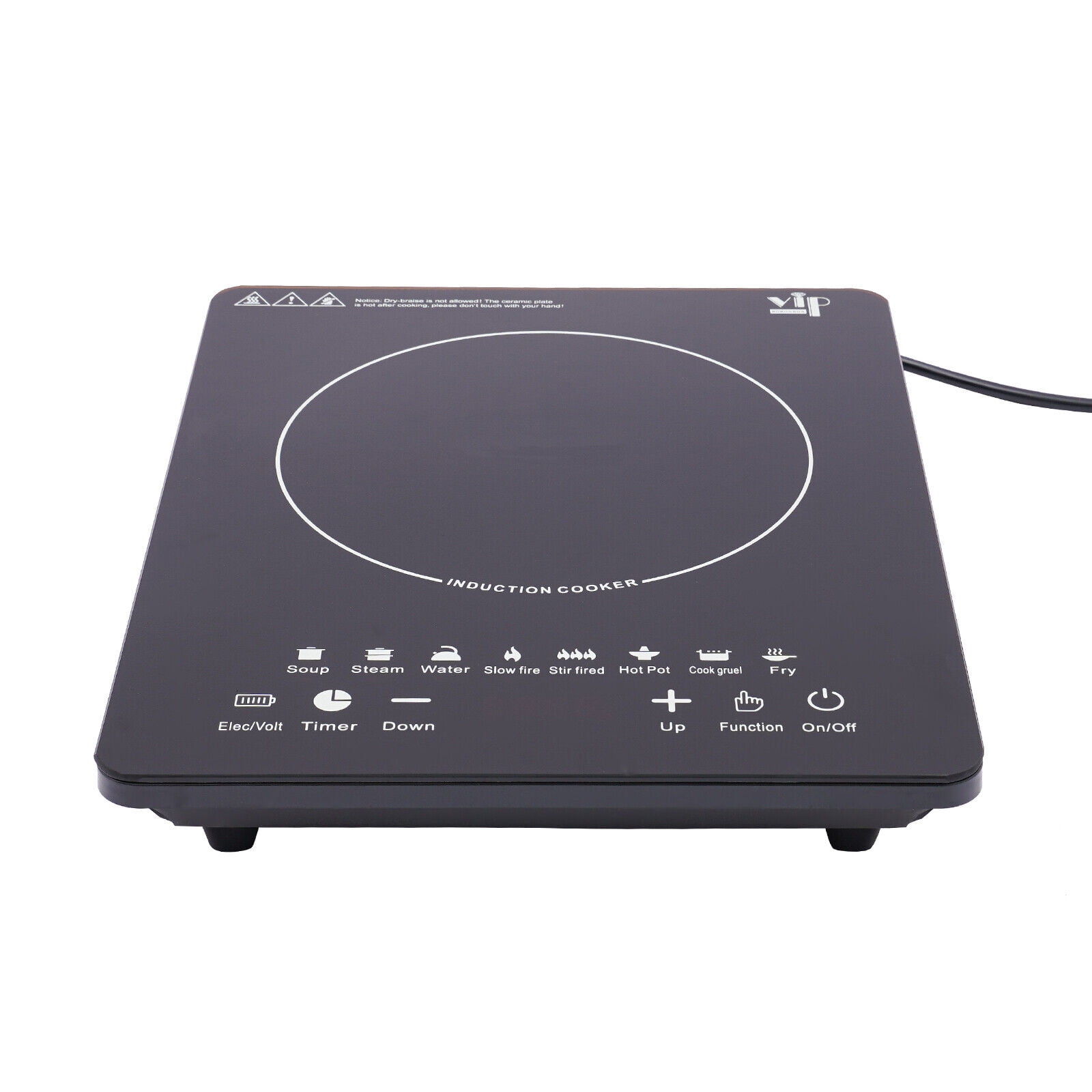 750W Electric Induction Cooktop with 8 Power Levels, 180-Minute Timer, Touch Control, and Safety Features for Home and Outdoor Cooking, 110V, Black