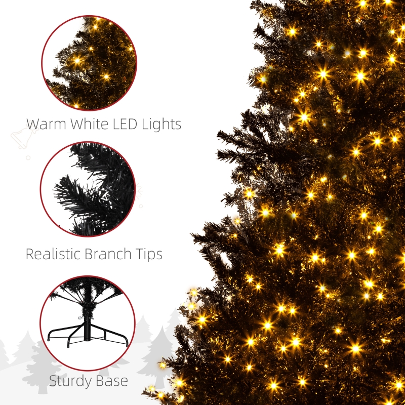 Alvantor Christmas Tree Pre-Lit with 500 Warm White Lights & 1346 Tips 42.5"x42.5"x90" 7.5ft Black