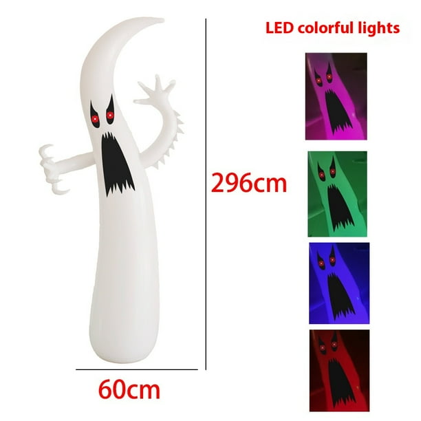Decoraciones inflables de Halloween de 9.7 pies para exteriores, decoraciones inflables para patio Fantasma gigante aterrador con luces LED