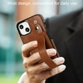 thumbnail image 2 of for iPhone 15 Case Wallet with Card Holder, Classic PU Leather Kickstand with Hand Strap RFID Blocking Drop Protective Slim Phone Case Cover for Apple iPhone 15, Brown, 2 of 7