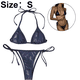 thumbnail image 2 of Traje de baño de dos piezas con parte superior halter metálica y lazos laterales para mujer, 2 of 5