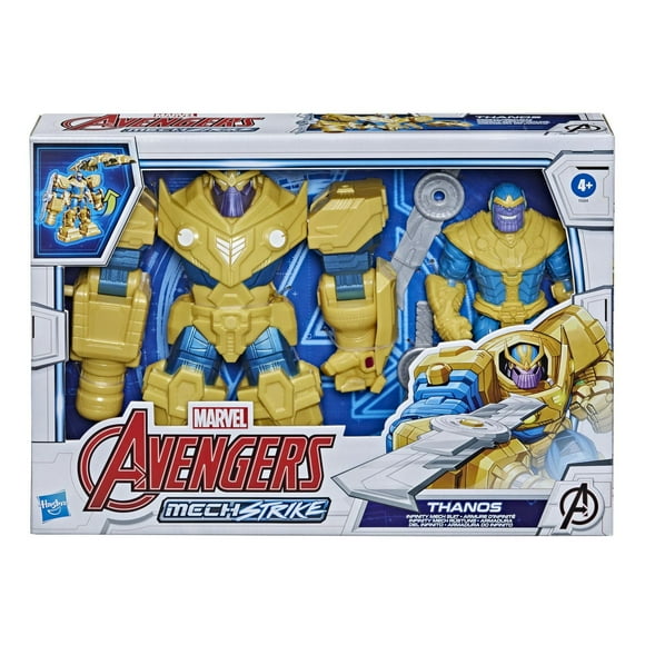 Hasbro Marvel Avengers Mech Strike, figurine articulée de 22,5 cm Thanos Armure d'infinité avec lame rotative, pour enfants, dès 4 ans