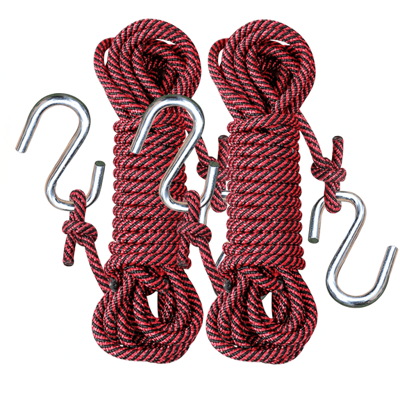 ROSEXIXI 2pcs Heavy Duty Extended Binding Ropes Set, Red Sturdy Hammock Swing Chair Ropes with Metal Hooks, Durable Windproof Guy Lines for Camping Yard Outdoor Daily Use