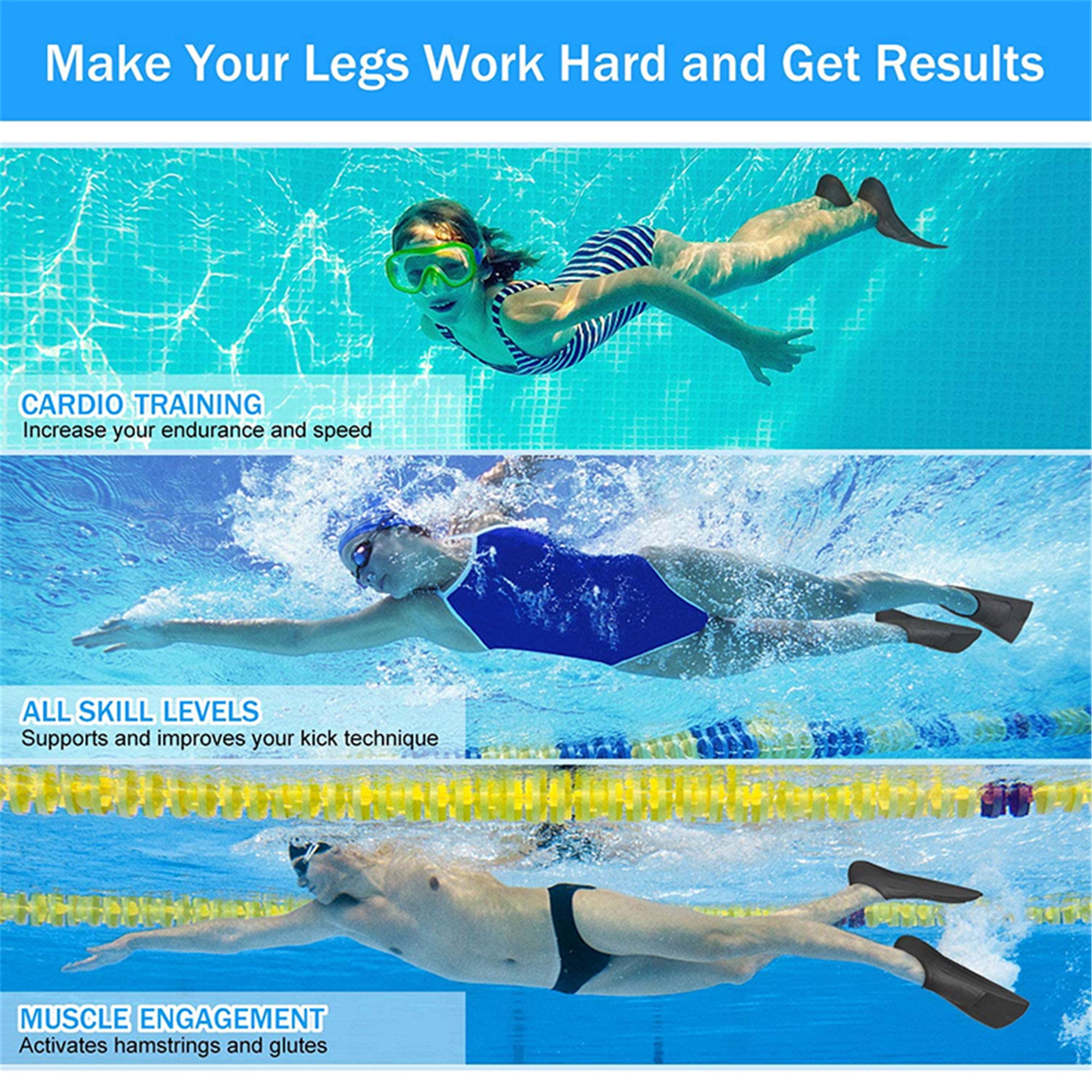 Buy Elbourn Kids Swim Fins Swim Flippers for Lap Swimming for Training, Flexible Silicone