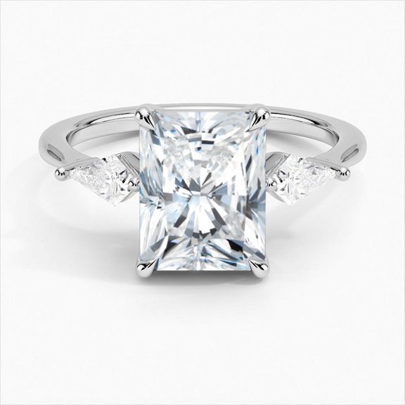 Zoya Jewel 14K White Gold Plated Ring - 2 Ct Radiant Cut Diamond Engagement Ring - Gorgeous Silver Anniversary Jewelry for Women's Wedding - Promise Gifts for Her