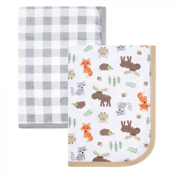 Hudson Baby Infant Boy Cotton Swaddle Blankets, Woodland, One Size