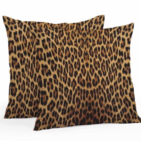 Throw Pillow Covers 24x24 Inch Set of 2, Brown Leopard Print Waterproof Outdoor Pillow Covers, Classic Abstract Animal Patterned Decorative Cushion Pillowcases for Couch, Sofa, Bed, Garden, Patio