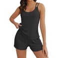 thumbnail image 1 of Conjunto de pijama Ekouaer, camiseta sin mangas y pantalones cortos de punto acanalado para mujer, 1 of 6