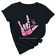 thumbnail image 2 of Tops de trabajo para mujer Blusa de manga corta Camiseta con estampado de letras de concienciación sobre los senos Tops en octubre Pompotops  hfajkhk142135, 2 of 6