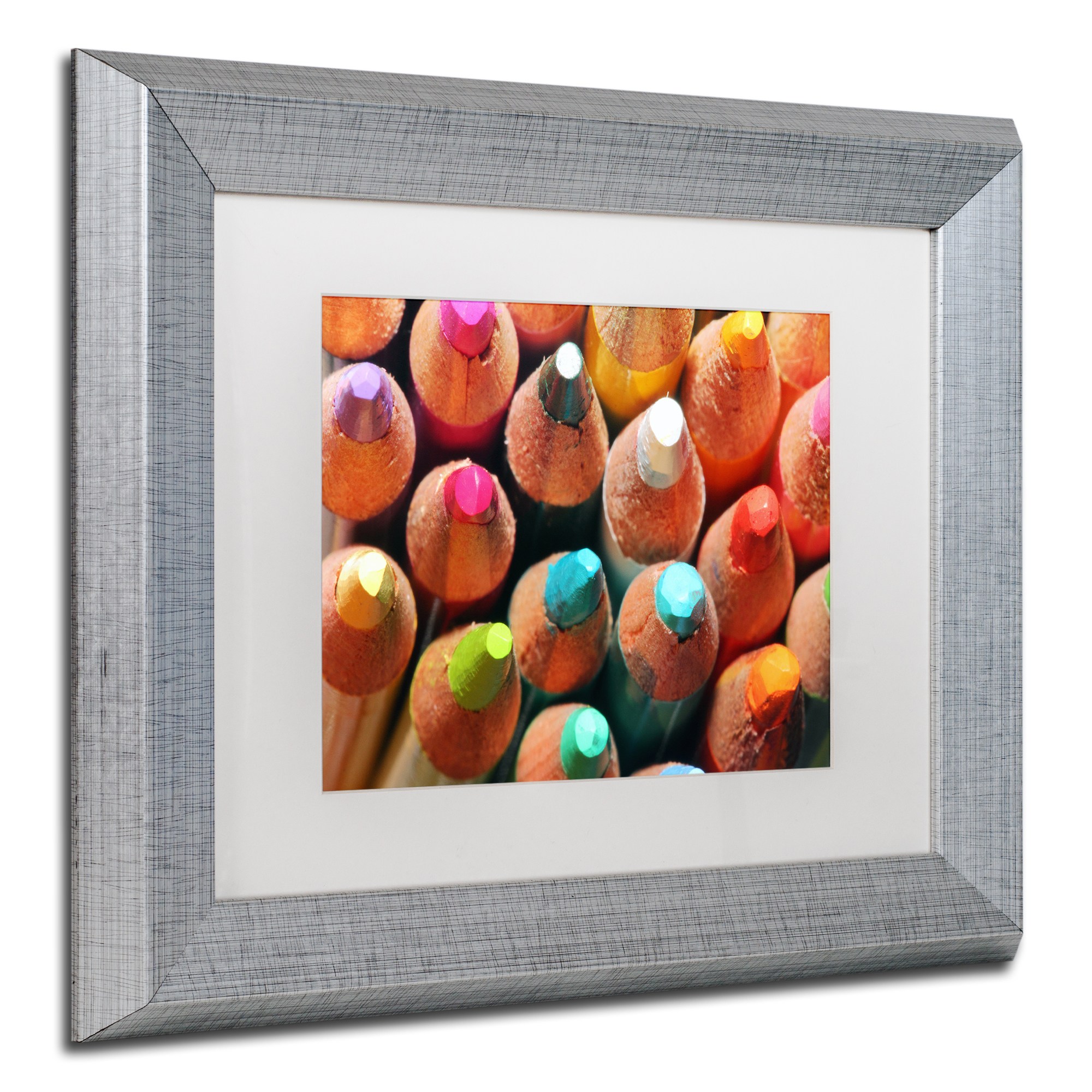 Trademark Fine Art "Pencils" Canvas Art by Jason Shaffer, White Matte, Silver Frame