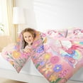 thumbnail image 4 of jejeloiu Cute Cartoon Unicorn Full Size Comforter Sets,Colorful Kawaii Flowers Bedding Comforter Set,Watercolor Ink Painting Bedding Sets For Girls Teens,Super Cozy Room Decor Reversible,3 Pieces, 4 of 8