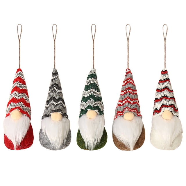 Copo de nieve a rayas Sombrero de punto Muñeca sin rostro Árbol de Navidad Adornos decorativos Sumin Meterk Modelo B