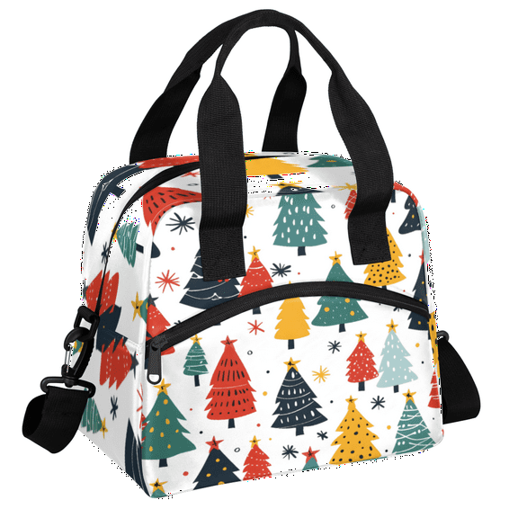 Herdesigns Christmas Tree Insulated Lunch Bag for Women Men Adults Large Reusable Lunch Box Colorful Leakproof Cooler Tote Bags with Adjustable Shoulder Strap