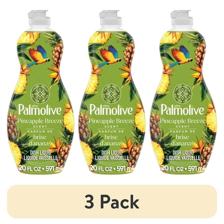 (3 pack) Palmolive Ultra Strength Liquid Dish Soap, Pineapple Breeze Scent, 20 fl oz Bottle