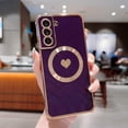 thumbnail image 4 of Magnetic Case for Samsung Galaxy S21 Plus + 6.7 ‘’ [ Compatible with MagSafe ] Cute Heart Luxury Plating Soft Bumper Case with Full Camera Lens Protection for Women Girls (Deep Purple), 4 of 12
