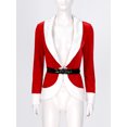 thumbnail image 3 of Chaqueta de disfraz de Navidad de Papá Noel para mujer, chaqueta de manga larga con retazos y cierre de cinturón, Tops para ropa de Año Nuevo, encogimiento de hombros navideño, 3 of 4