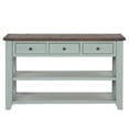 thumbnail image 5 of 48" Rustic Console Table, Solid Pine Wood Long Console Table Sofa Table with 3 Drawer and 2-Tier Open Storage Shelf, Console Table for Living Room, Hallway, Easy to Assemble, Green, 5 of 7
