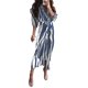thumbnail image 1 of Txlixc Vestido de manga larga femenino, cinturón ajustable, botón de cuello en V estilo sexy ropa de verano Txlixc moda, 1 of 3