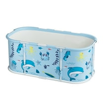 Dapmiu Oxford Cloth Foldable Bathtub, Ocean Pattern Freestanding Design, Thickened Bracket & Double Drain, One-Click Folding, Portable Soaking Tub for Home & Travel(Ocean)