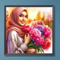 thumbnail image 3 of Pintura de diamante 5D DIY, taladro redondo completo, mujer con flores, decoración artesanal, 30x30cm, 3 of 9