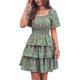 thumbnail image 2 of Vestido de Verano Corto Popular Floral en Capas Plisado Bohemio Manga Corta, Vestido de Verano Floral, 2 of 4