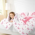 thumbnail image 4 of Homewish Personalized Initial Letter A 3-Piece Full Size Comforter Sets for Kids Children Girls,Love Heart Print Bedding Comforter Set,Dreamy Princess Bow Lightweight Bedding Sets, 4 of 8