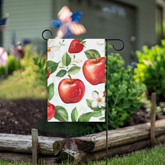 Yayeee Garden Flag 12" x 18" Double Sided Outdoor Yard Lawn Holiday Decorations, Apple Pattern