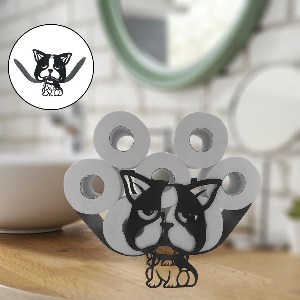 Fiocias Novelty Toilet Roll Holder Paper Stand Free Standing Cute Animal-shaped Iron Paper Storage Dog
