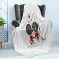 thumbnail image 4 of Love Soft Flannel Fleece Blanket, Couple Holding Hands Winter Season Stars and Hearts Christmas Themed Cartoon, Cozy Plush for Indoor and Outdoor Use, 50" x 60", Scarlet Cocoa Grey, by Ambesonne, 4 of 5