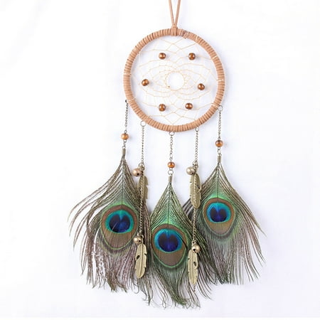 Dream Catcher Circular Net With Peacock Feathers Wall Hanging Car Hanging Decor Gift - Walmart.com