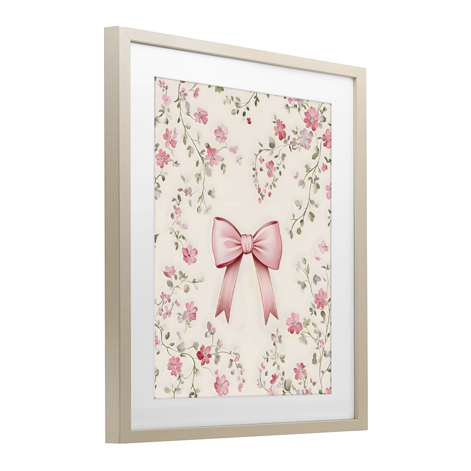 Stupell Industries Girly Ribbon Bow Birch Framed Print Under Glass, design by Arlington Prints