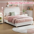 thumbnail image 3 of Merluxy Full Size Boucle Bed Frames, Upholstered Platform Bed with Curved Shaped Headboard, Soft Rounded Corners, Noise Free, Easy Assembly, Cream, 3 of 6