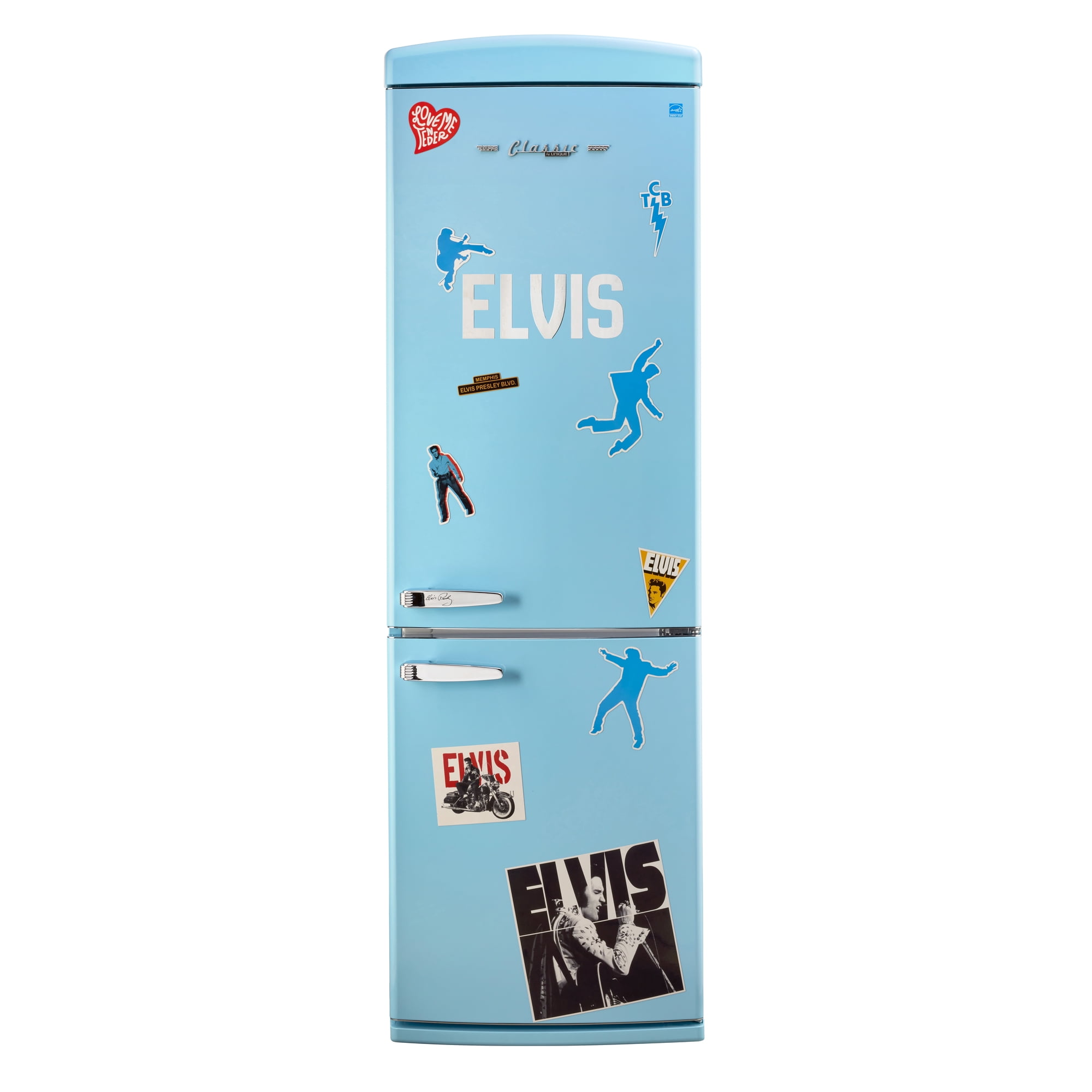 Elvis Classic Retro 12 cu ft Top Mount Refrigerator in Blue Hawaii