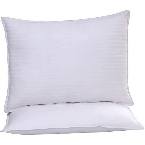 Gold Textiles Luxury Hotel Quality Bed Pillow 20 x 28 inches Soft White Stripe Bed Pillows Set of 2