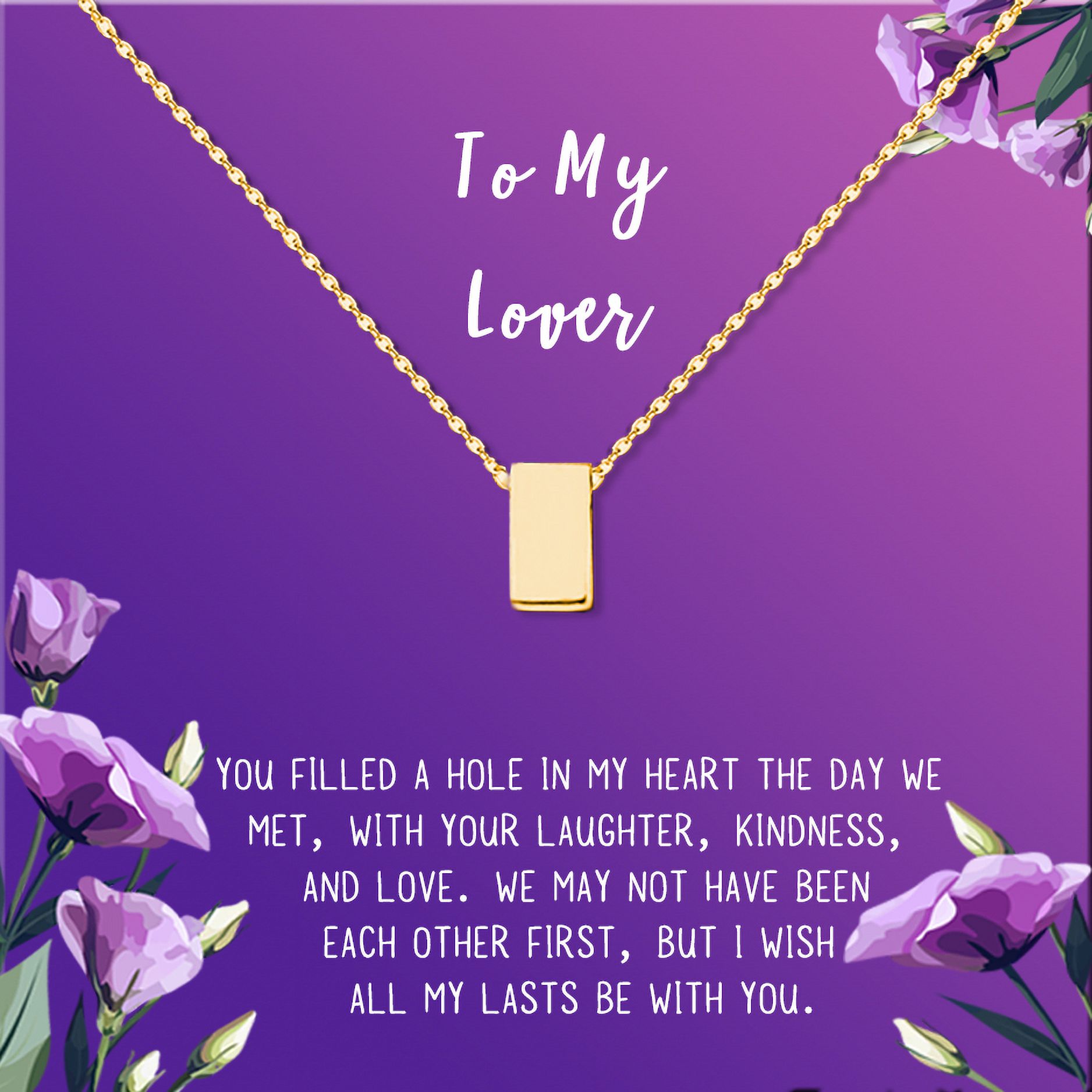 Anavia To My Lover Necklace Gift, Lover Birthday Gift, Mother's Day Gift, Proposal Gift, Card Gift for Girlfriend-[Gold Cube, Royal Purple Gift Card]