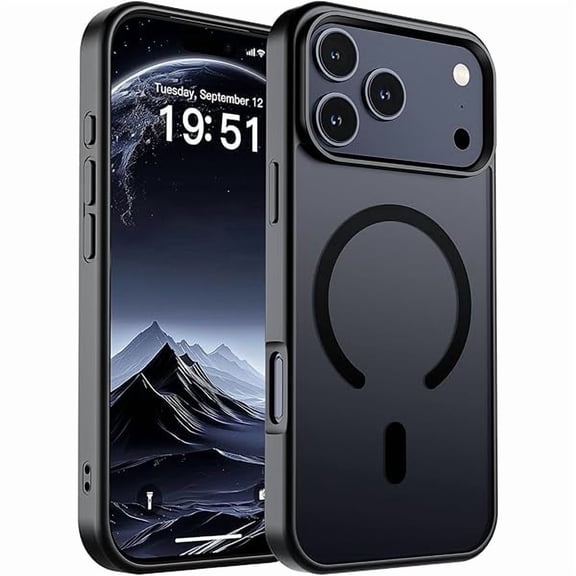 ZHU997 Magnetic for iPhone 17 Pro Max Case (Compatible with MagSafe)(Military Grade Drop Protection) Translucent Matte Shockproof with Anti-Fingerprint Phone Cover 2025,Black