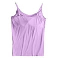 thumbnail image 4 of WTOBBY Women's Solid Color Adjustable Camisole with Removable Padded Bra, Sexy Plus Size Support Underwear, Soft Stretchy Layering Tank Top for Daily Wear,Purple Pink 2XL, 4 of 5