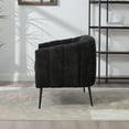 thumbnail image 5 of 50.2'' Modern Accent Chair with Metal Legs, Upholstered Chenille Lounge Chair, 2-Seater Leisure Armchair for Living Rooms, Bedrooms, Dorm, Studio, Office, Black, 5 of 9